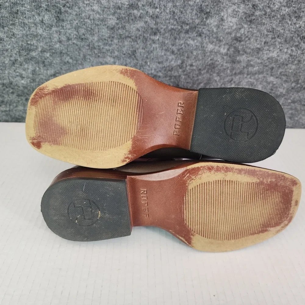 Roper Boots Kids Girls Size‎ 3 Brown Pink Faux Leather Cowboy Western